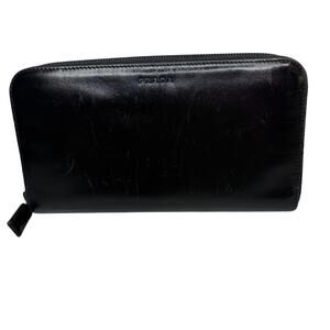 Prada Black Leather Zip-Around Wallet